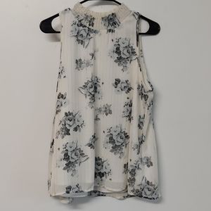 Cream/Gray Floral Blouse